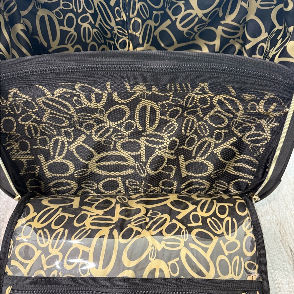 Bebe Black Quilted Travel Bag carry on with Gold Details - Picture 4 of 8